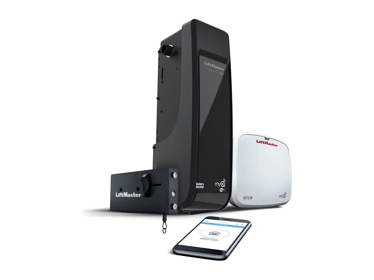 LiftMaster wall mount opener 98022 installed beside a garage door