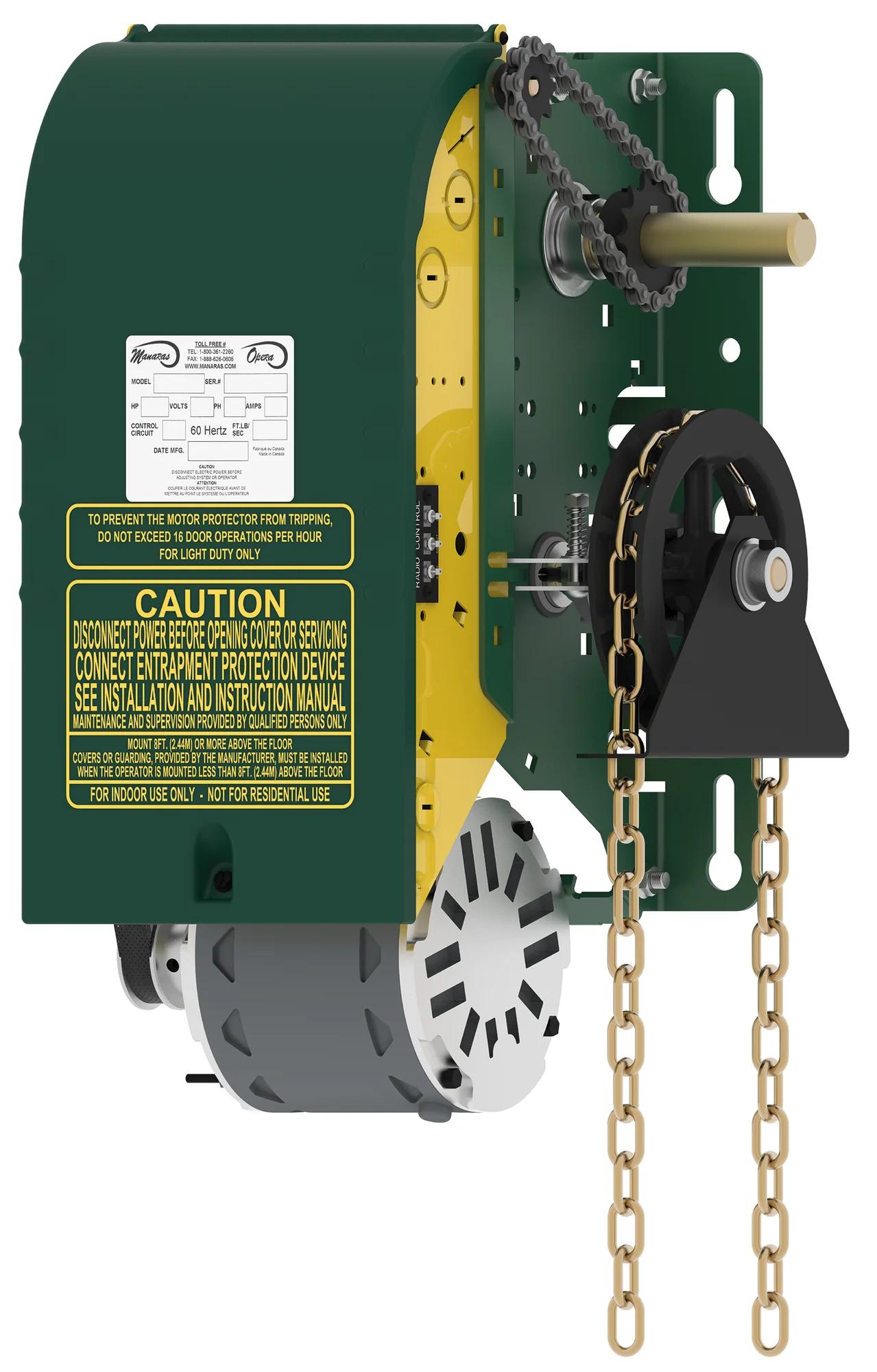Manaras Manaras-Opera OMH (Opera-MH) Medium-Duty Jackshaft Operator with Hoist-a-Matic — Hoist operators, Door operators