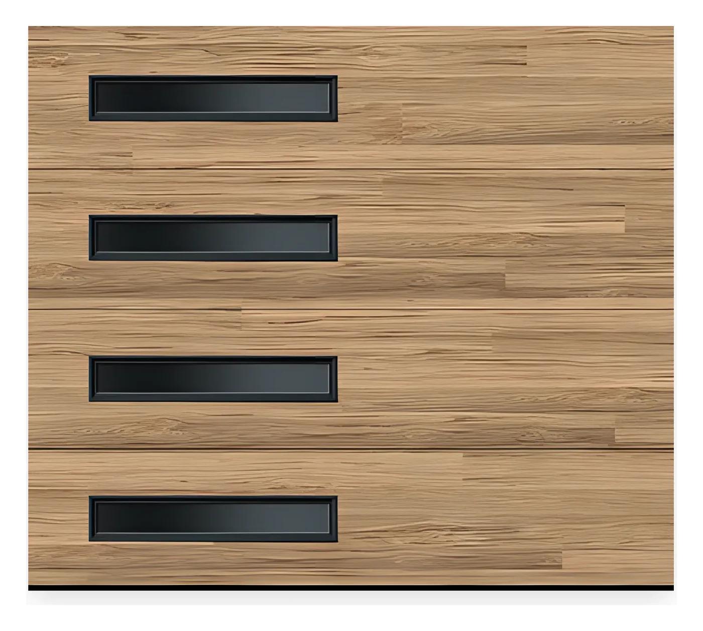 Northwoods — Ribbed steel with a printed wood-plank finish