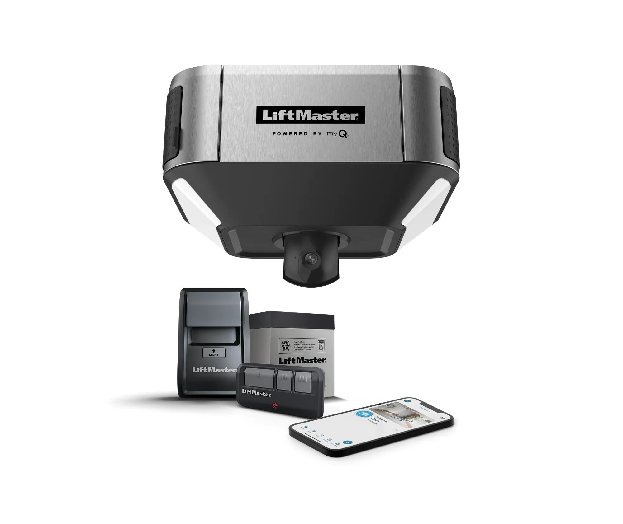 LiftMaster Secure View™ Ultra-Quiet, Belt Drive, Smart Opener with Camera, Dual LED Lighting™ and Battery Backup., model 84504RMC — Belt-drive openers, Residential openers