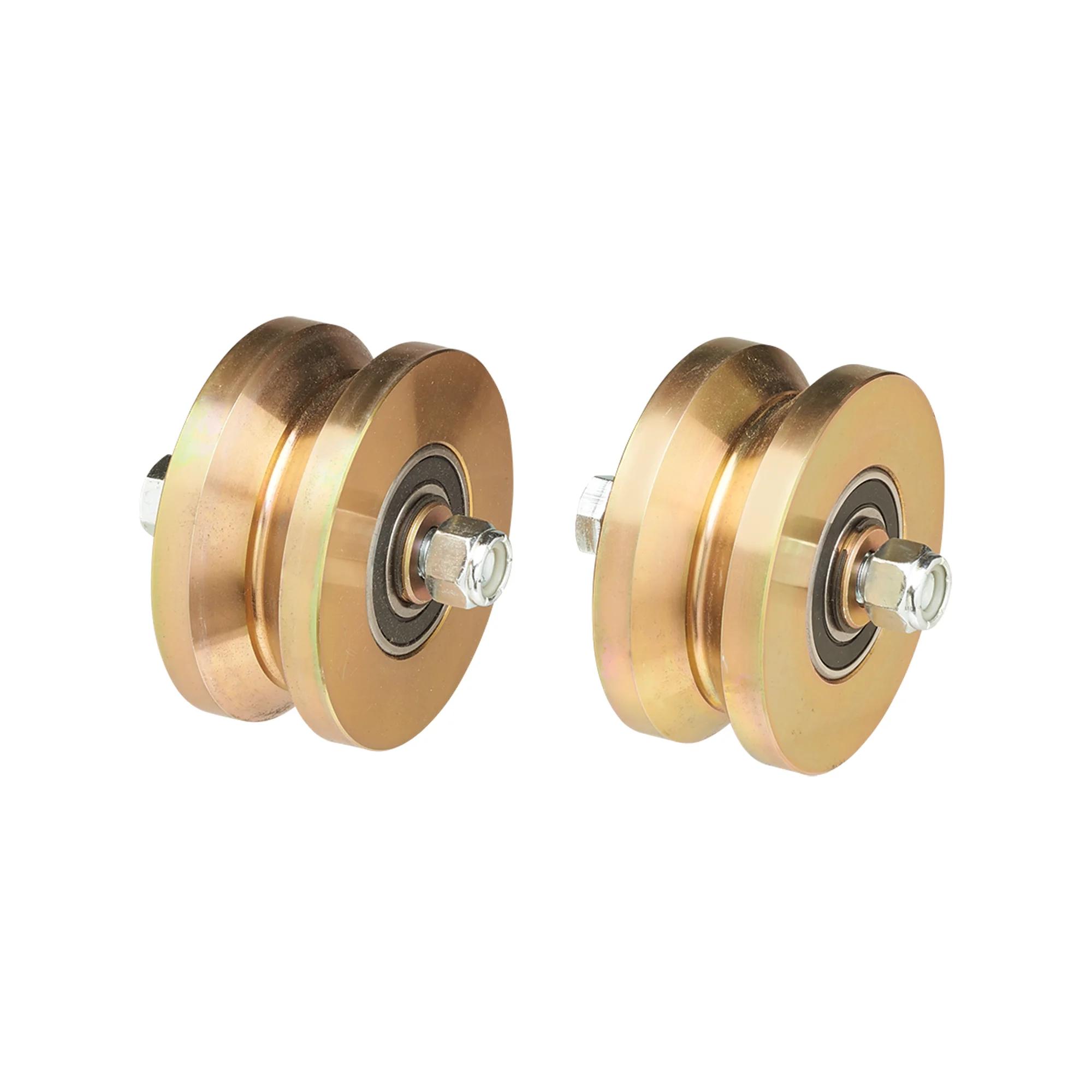 LiftMaster 4" Solid Steel, Gold Zinc Plated Groove Power Wheels® w/ Ball Bearings, model AH107 — Opener & Operator Accessories, Accessories
