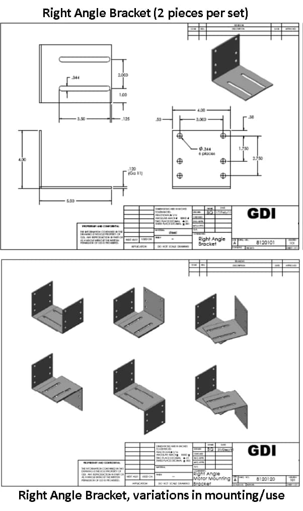 GDI GDI HAML Right Angle Bracket, model Right angle bracket (2 pieces per set) — Opener & Operator Accessories, Accessories