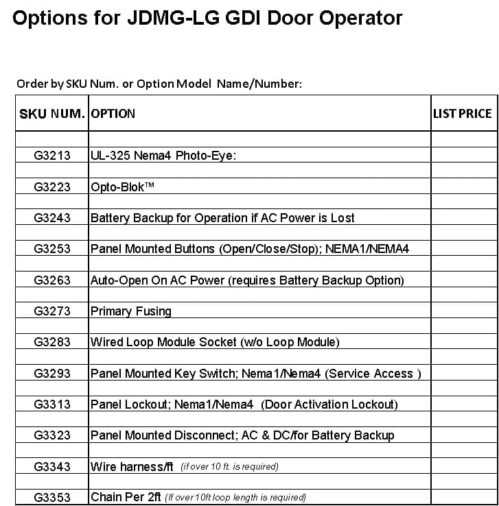 GDI GDI Auto-Open on AC Power Loss, model G3263 — Opener & Operator Accessories, Accessories