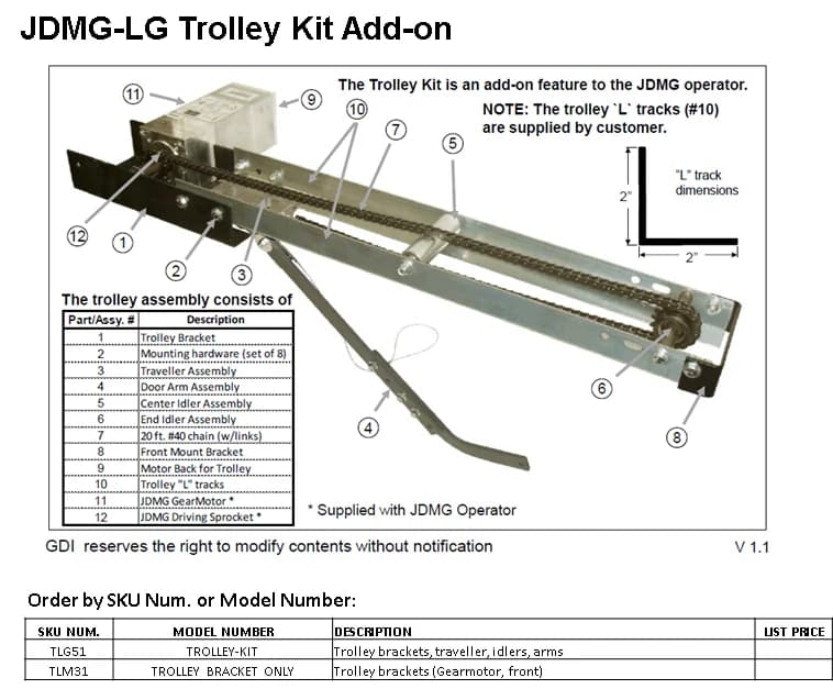 GDI GDI Trolley Bracket Only, model TLM31 (TROLLEY BRACKET ONLY) — Opener & Operator Accessories, Accessories