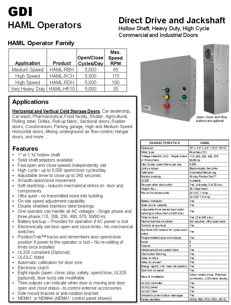 GDI GDI HAML-HR10 Direct Drive and Jackshaft Door Operator — photo 4