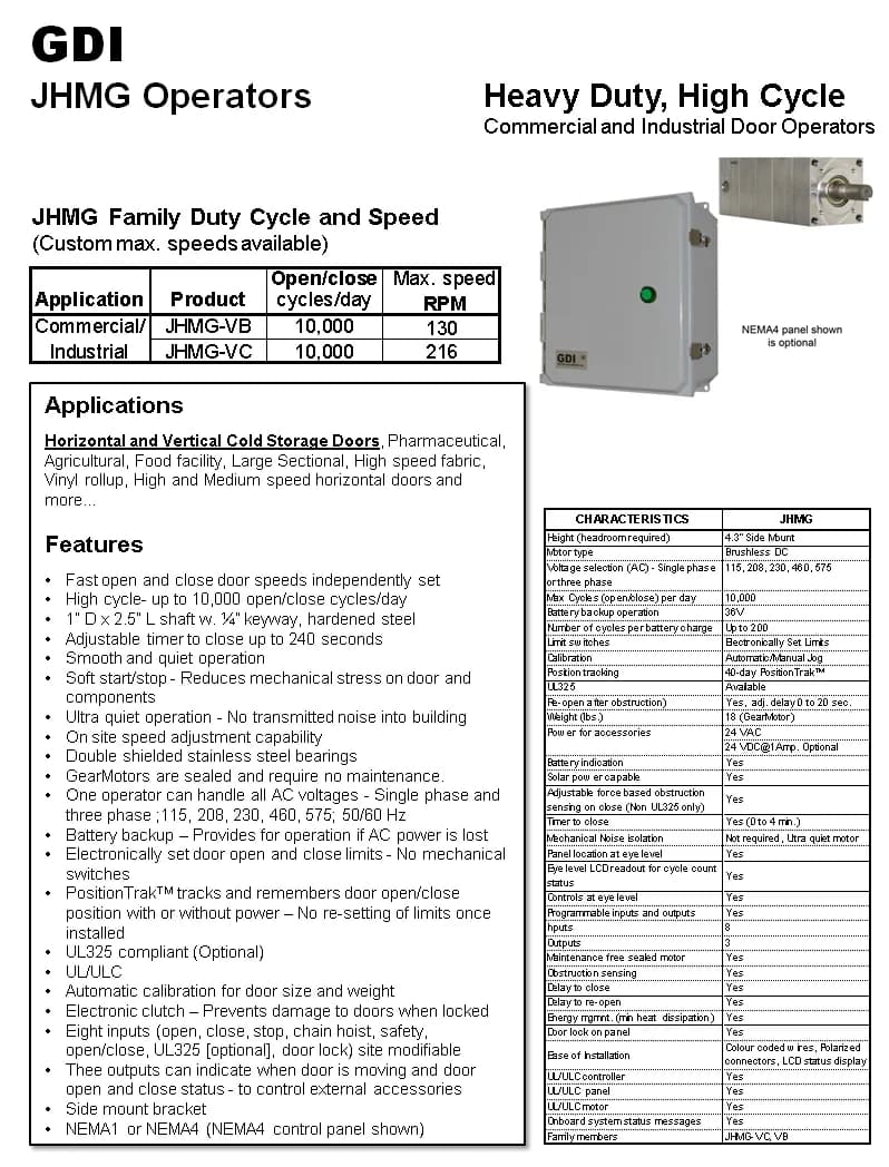 GDI GDI JHMG-VB Heavy-Duty High-Cycle Door Operator — photo 4