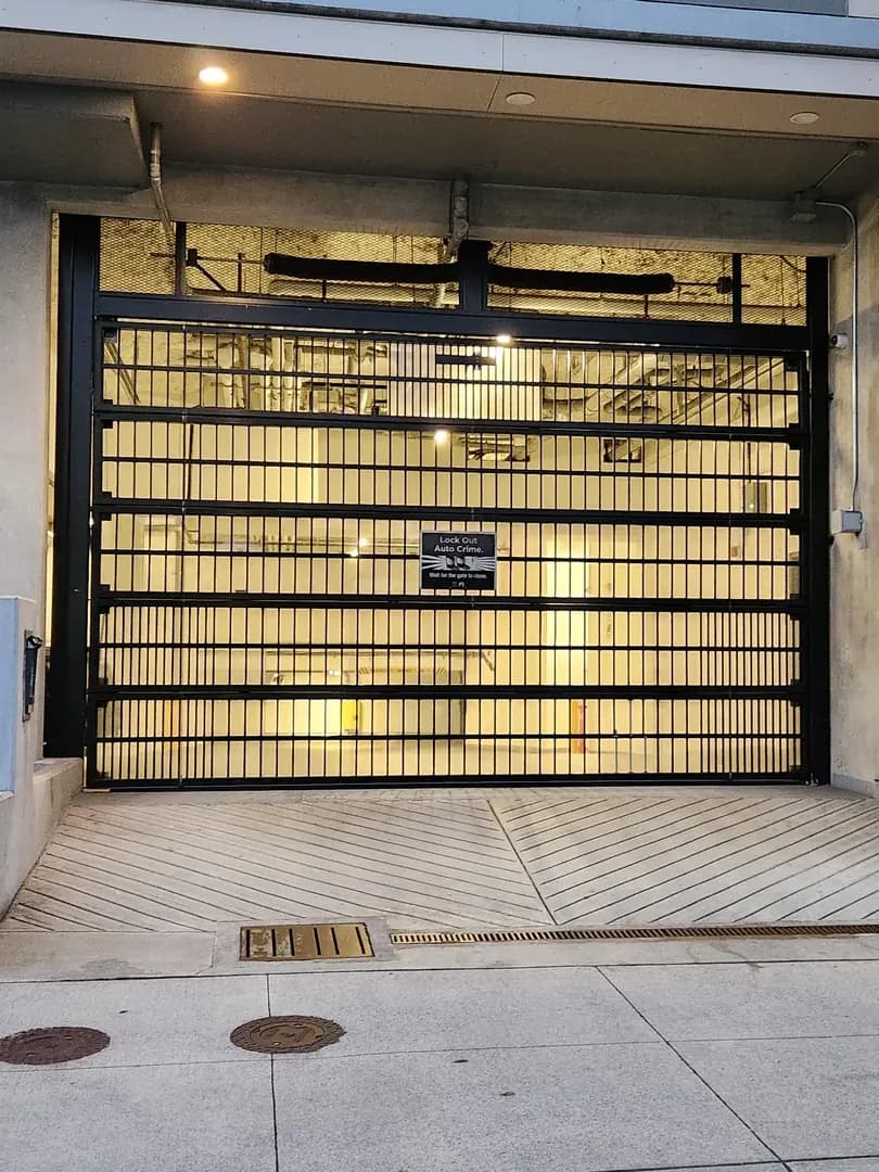 Strata parkade gate — real Up & Down job