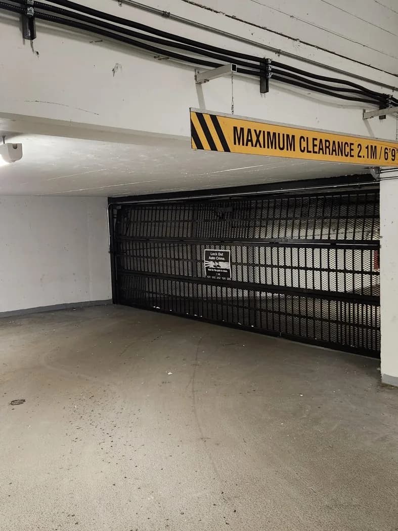 Strata parkade gate — real Up & Down job